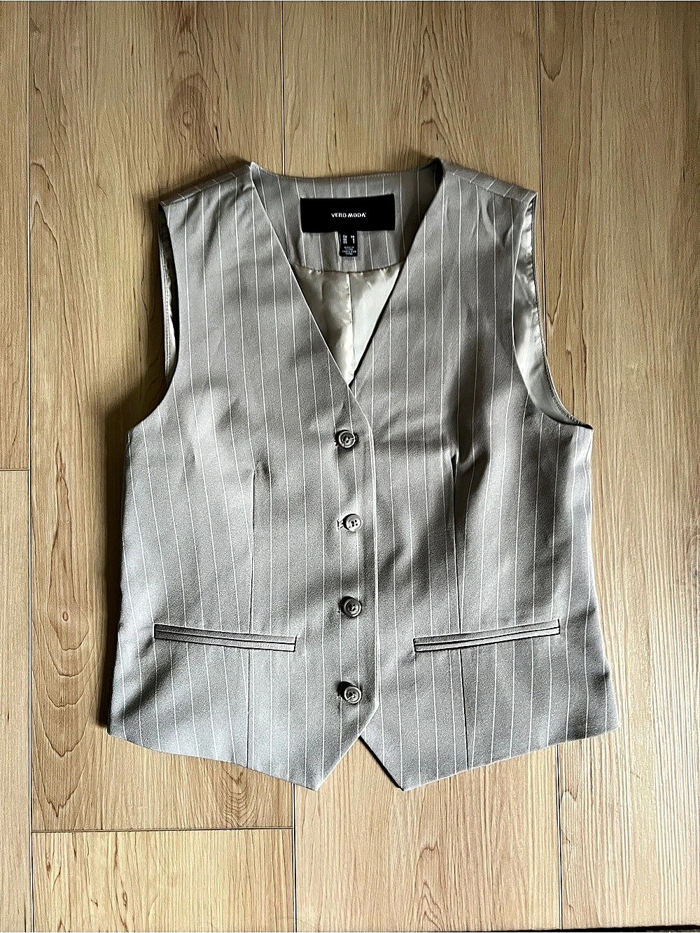 Vero Moda Pinstripe Vest in Gray Like New